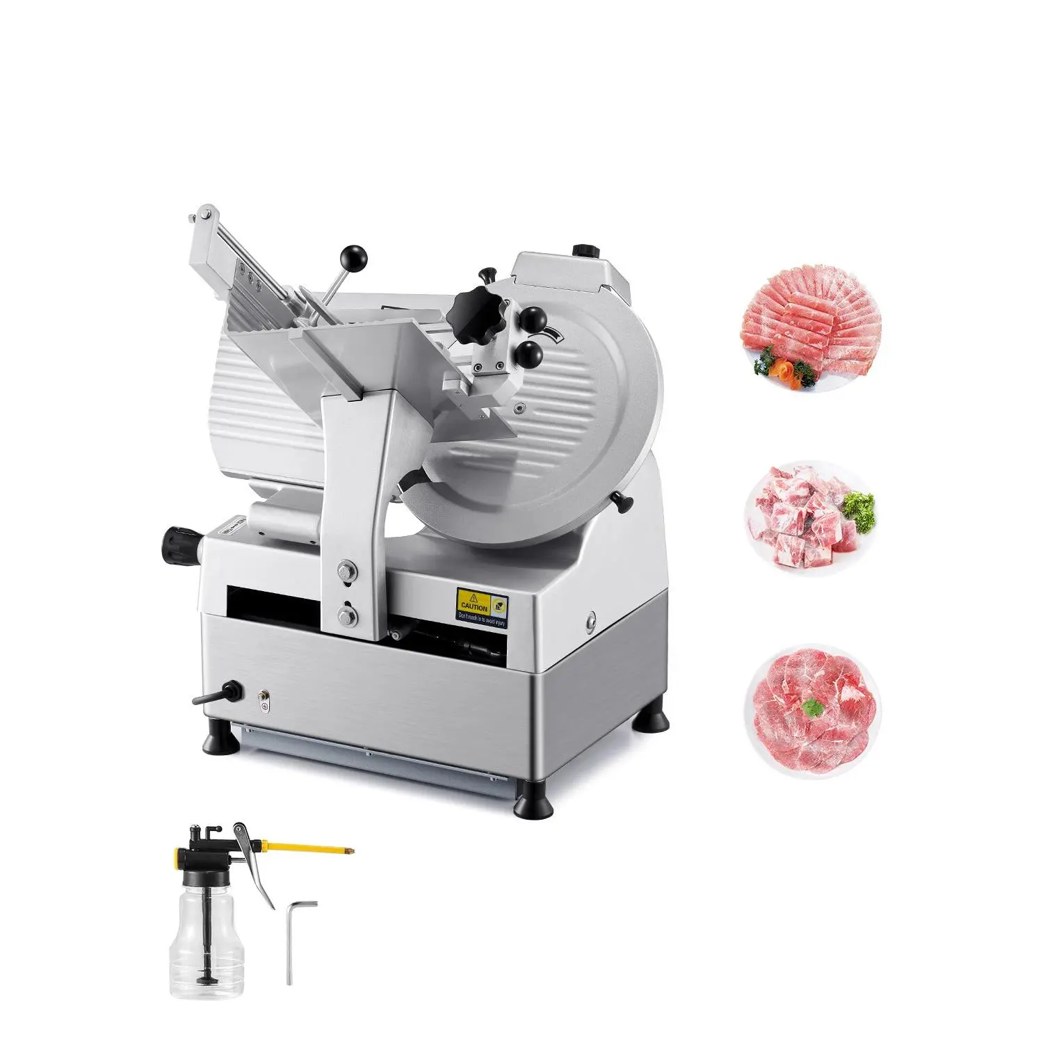Automatic Meat Slicer, 180W+ 370W Deli Slicer with a 12 inch Premium 65Mn Blade, 0-0.3 inch Adjustable Thickness, Electric Food Slicer Machine for Meat, Vegetables, Hard Bread, and Cheese