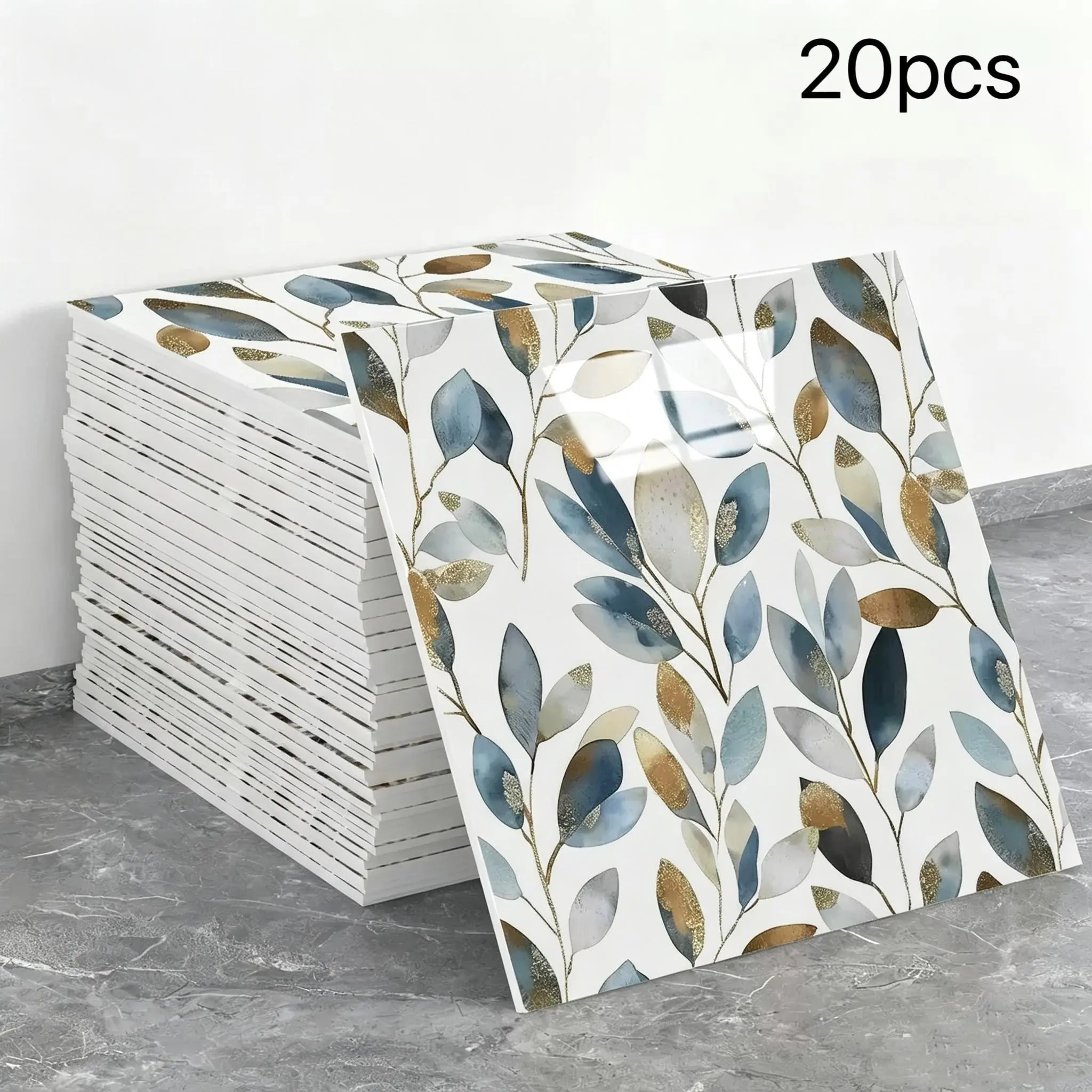 A 20-piece set of marble-like peel-and-stick waterproof PVC shower wall panels and bathroom backboards tiles, which can be attached to the wall and are suitable for bedrooms and kitchens, Self Adhesive Panels