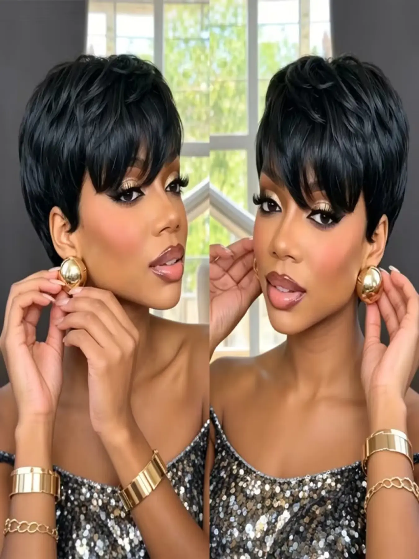 Short Hair Wigs for Women Human Hair Short Elf Style Wig, Layered Short Hair Wig for Women, Perfect for Daily Wear