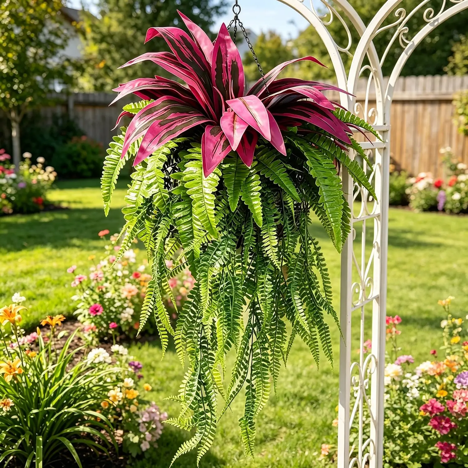 4Pcs Extra Large Outdoor Artificial Plastic Flowers, Lifelike Faux Blooms, UV Fade Resistant Waterproof Low Maintenance, Decor for Garden, Patio, Porch Railings & Courtyard, Wedding, Party, Photography Backdrop, All Season Holiday Floral Layout