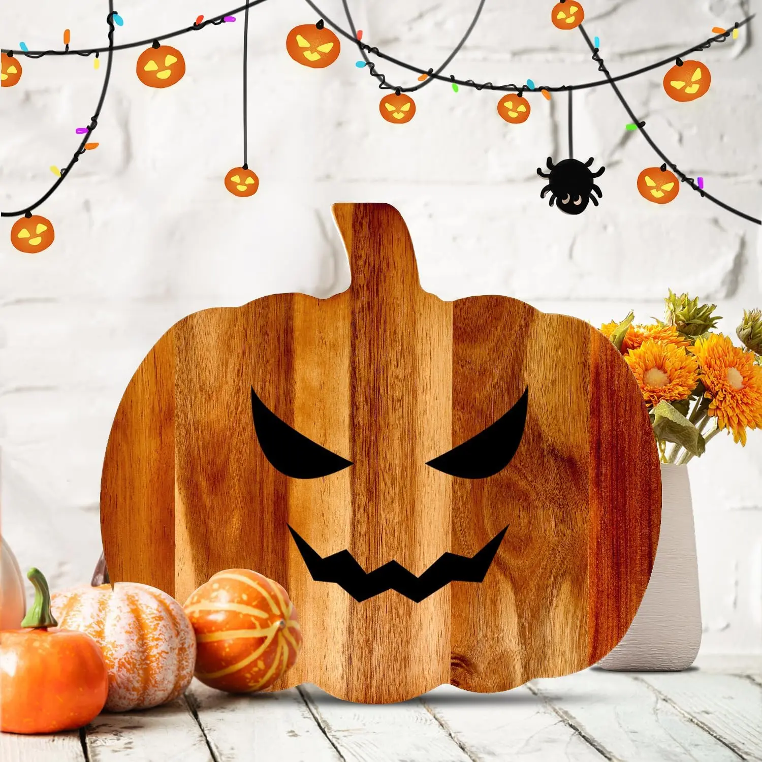 Pumpkin-shaped Wooden Food Cutting Board, Halloween Tray, Gothic-style Cutting Board with Handle, Wooden Charcuterie Tray, Kitchen Fall Serving Platter, Halloween Kitchen Decoration, Modern Pumpkin Tableware Decoration, Halloween Gift and Decoration