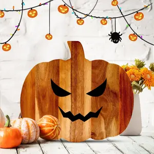 Pumpkin-shaped Wooden Cutting Board, Halloween Tray, Gothic-style Cutting Board with Handle, Wooden Charcuterie Tray, Kitchen Fall Serving Platter, Halloween Kitchen Decoration, Modern Pumpkin Tableware Decoration, Halloween Gift and Decoration