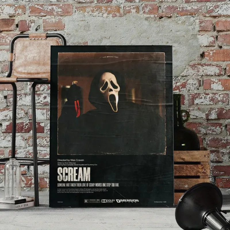 Ghostface Movie Poster Canvas Wall Art Classic Horror Film Killer Portrait Photo Print Dark Gothic Halloween Aesthetic Wall Decor for Living Room Bedroom Man Cave Unframed Hanging Canvas Wall Paintings Bedroom Aesthetic Canvas Print