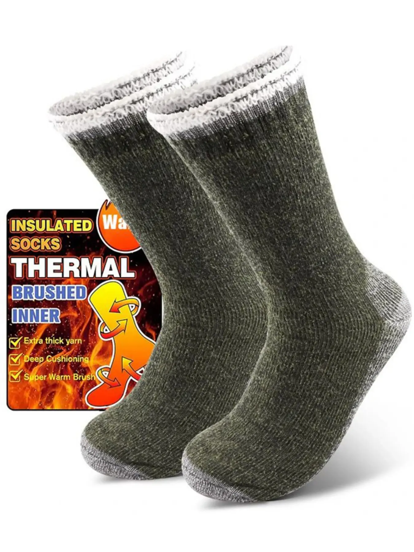 Men's Winter Thick Warm Calf High Socks, Fleece Lining, Soft Shock Absorbing Bottom, Ideal for Skiing, Hiking, Outdoor Activities