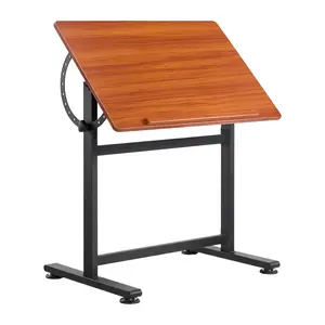 Tilting Drafting Table 35.4"x23.6", Steel-Wood Adjustable Art Desk with Anti-Slip Lip, Walnut for Studio & Students