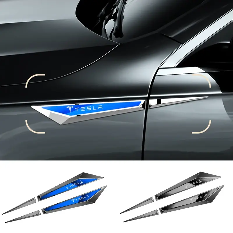 Sleek Premium Alloy Construction Car Side Fender Emblem Badge Sticker, Pre-Pasted Self-Adhesive for Tesla Model 3, Y, S, X Vehicles