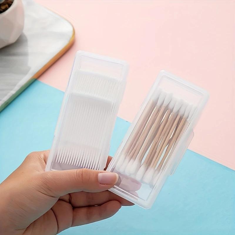 Clear Travel Mini Storage Box with Lid, 5 Counts Portable Compact Organizer for Toothpicks & Cotton Swabs, Essential Travel Accessories for Home Use, Travel Essentials