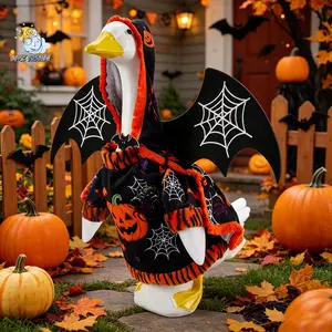 Porch Goose Halloween Costume, Pumpkin Spider Bat Design Clothing and Winged Cloak 2 Pcs Set, Holiday Lawn Goose Outfits