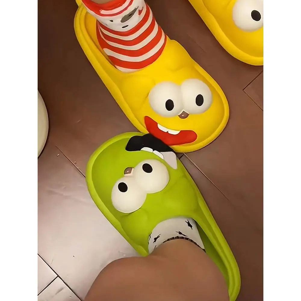 Women's Funny EVA Round Toe Slide-On Slippers, Cute Wiggling Tongue, Cozy Non-Slip Indoor Use Shoes, Couples Gift Bathroom House Shoes, Eva Foam