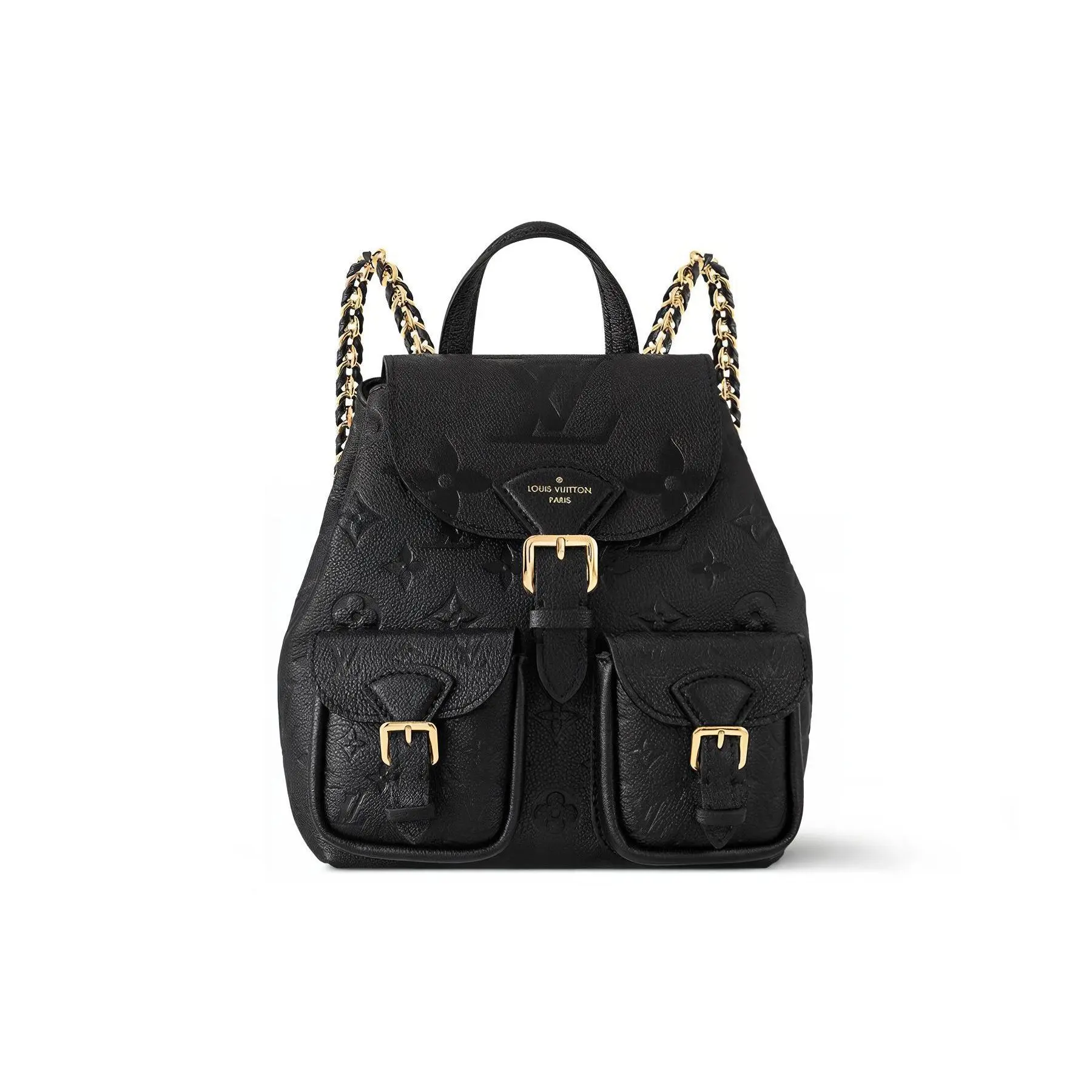 Women's Louis Vuitton Monogram Embossed Magnetic Flap Backpack, Black, Casual Carry-On Backpack, Casual Backpacks, Carry-On Backpacks