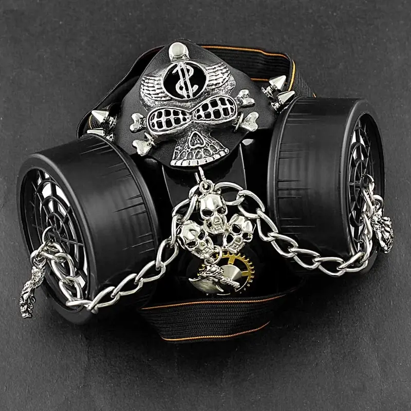 Steampunk Mask Men Masquerade Skeletal Spike Half Face Skull Mask Costume Cosplay Motorcycle Biker Face Mask