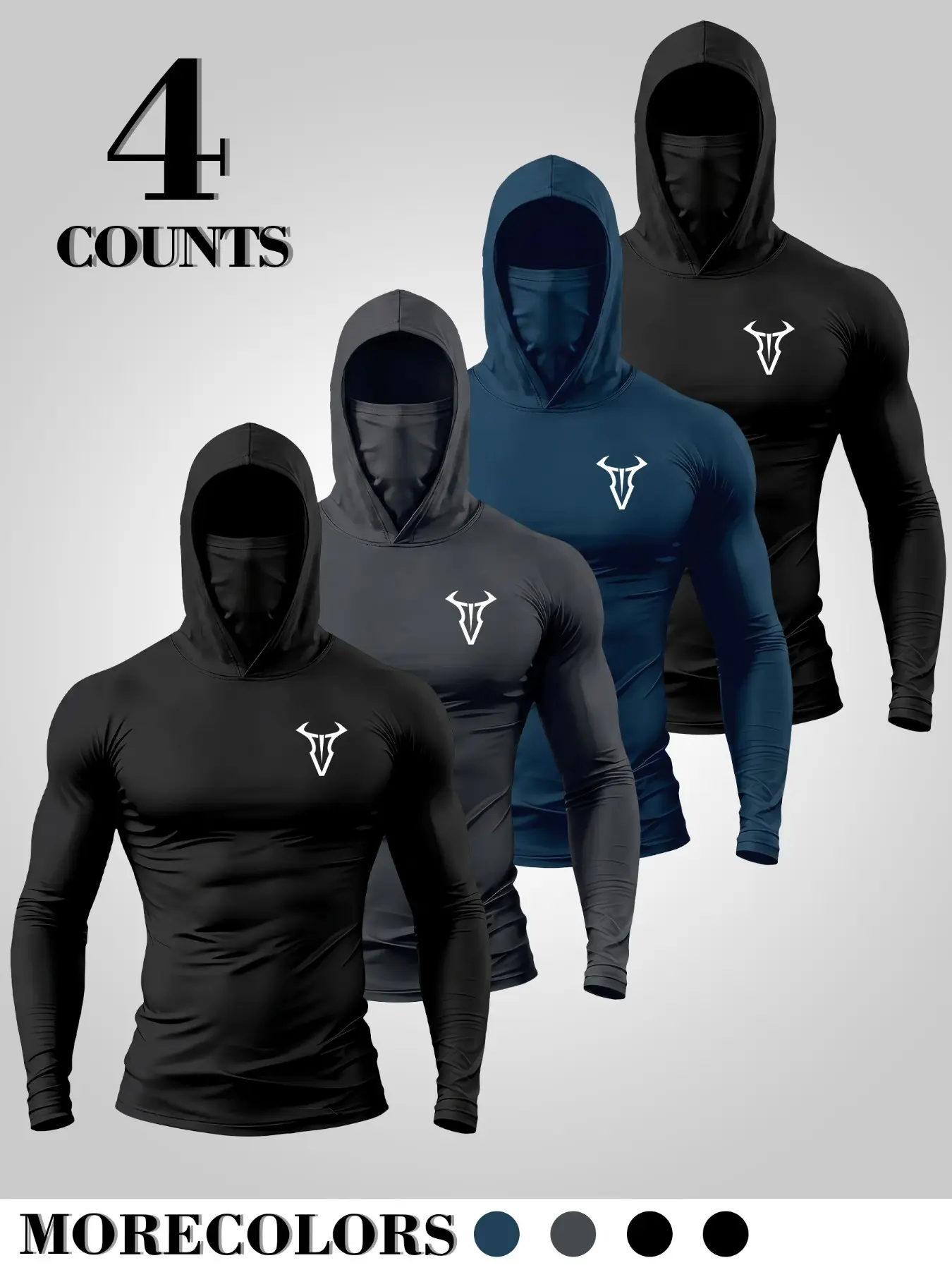4-piece minimalist Graphic Pattern one-piece hooded sweatshirt Hoodie with long sleeves and tight-fitting outdoor sports workout underwear, high elasticity and quick-drying, specially designed for motorcycles, slim-fitting underpants