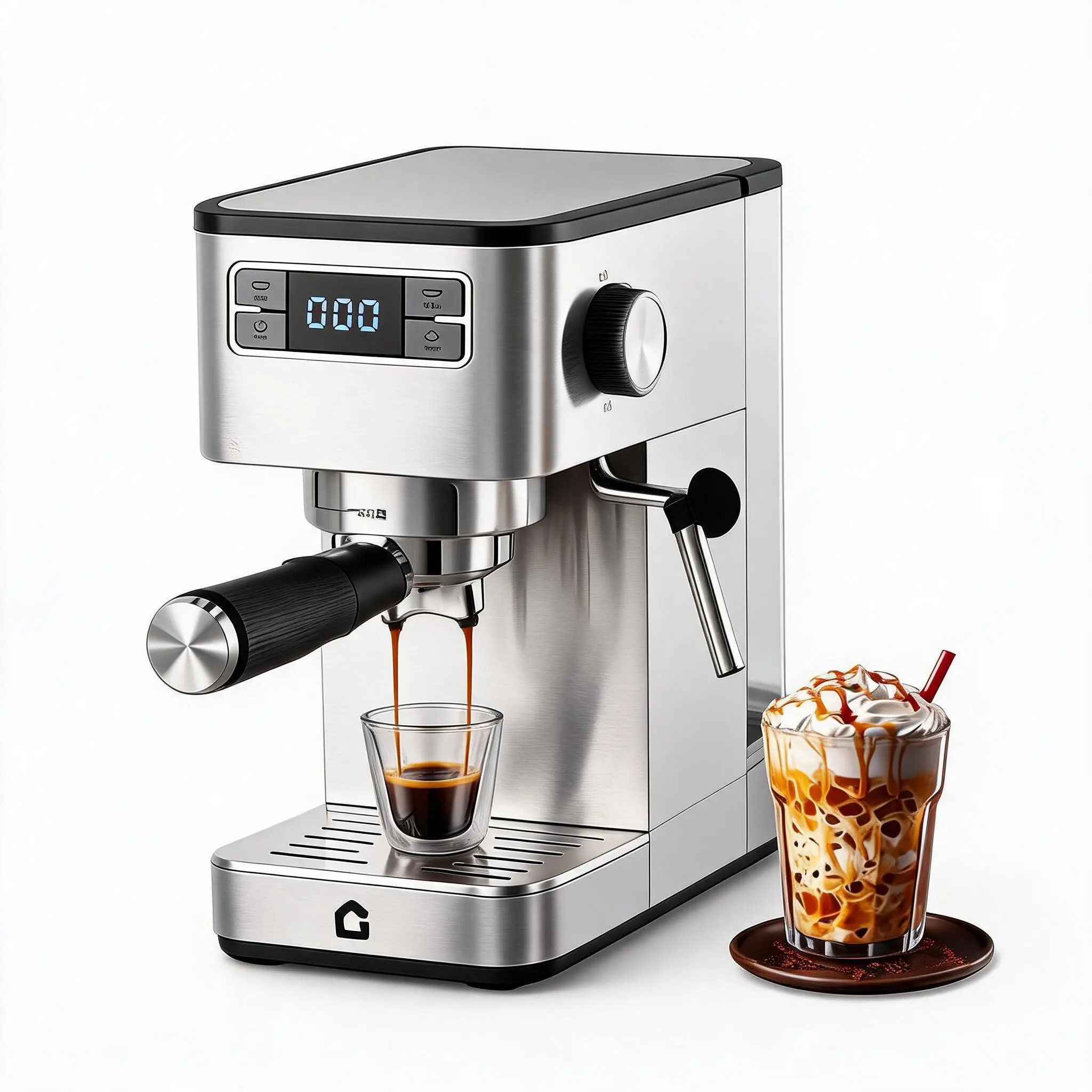 Garvee 20 Bar Semi-Automatic Espresso Coffee Machine, Professional Stainless Steel Coffee Maker with Integrated Steam Milk Frother & Removable Water Tank, Italian-Style Pressure Compact Design for Home Baristas Commercial Food Service