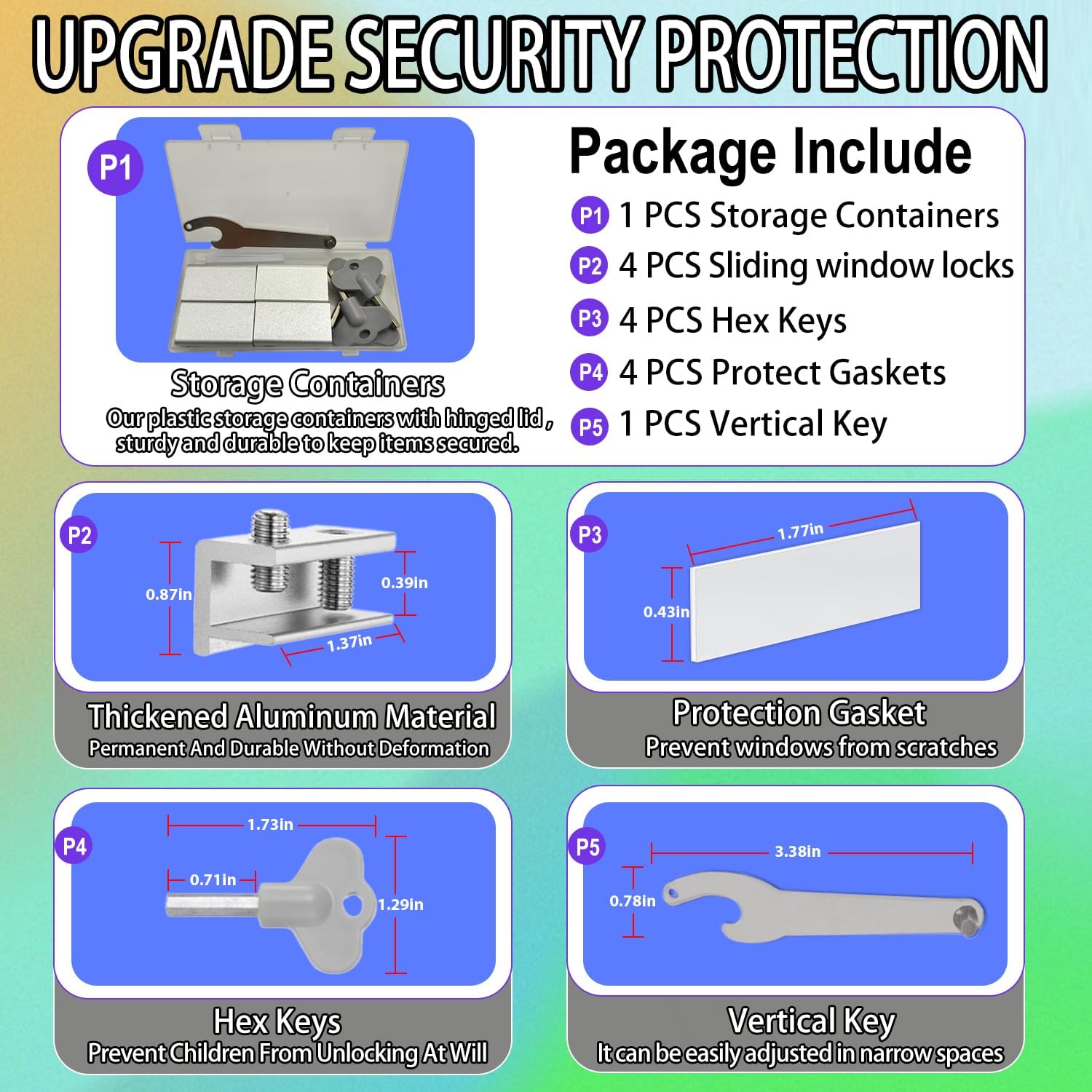 Window Locks 4 Sets Sliding with Key for Up and Down Windows Easy to ...