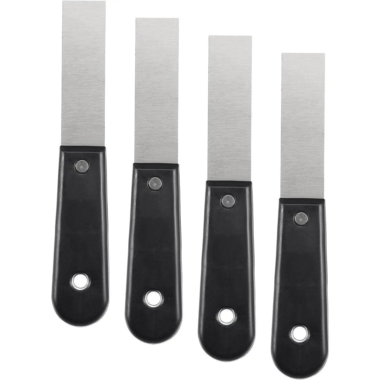 Putty Scraper 1" Spatula Drywall Repair Spreader Stainless Steel  Black Handle 4 count