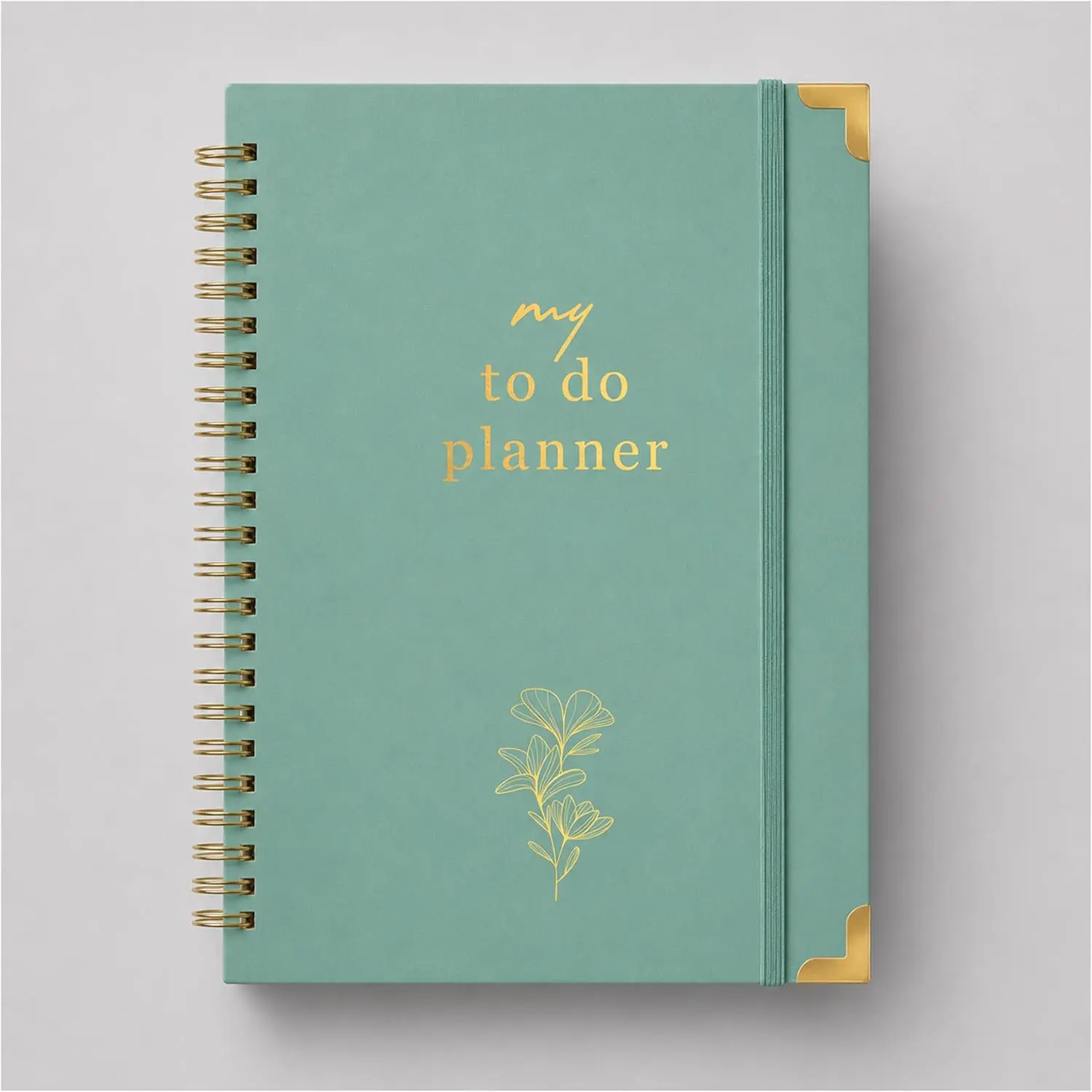 Aesthetic Daily Planner Undated Notebook for Women & Men, Spiral Weekly Planner & Daily , Hardcover Task Organizer with Inner Pocket & Elastic Closure, 120 Pages, 8.5 x 6.25 Inch,Sage Green