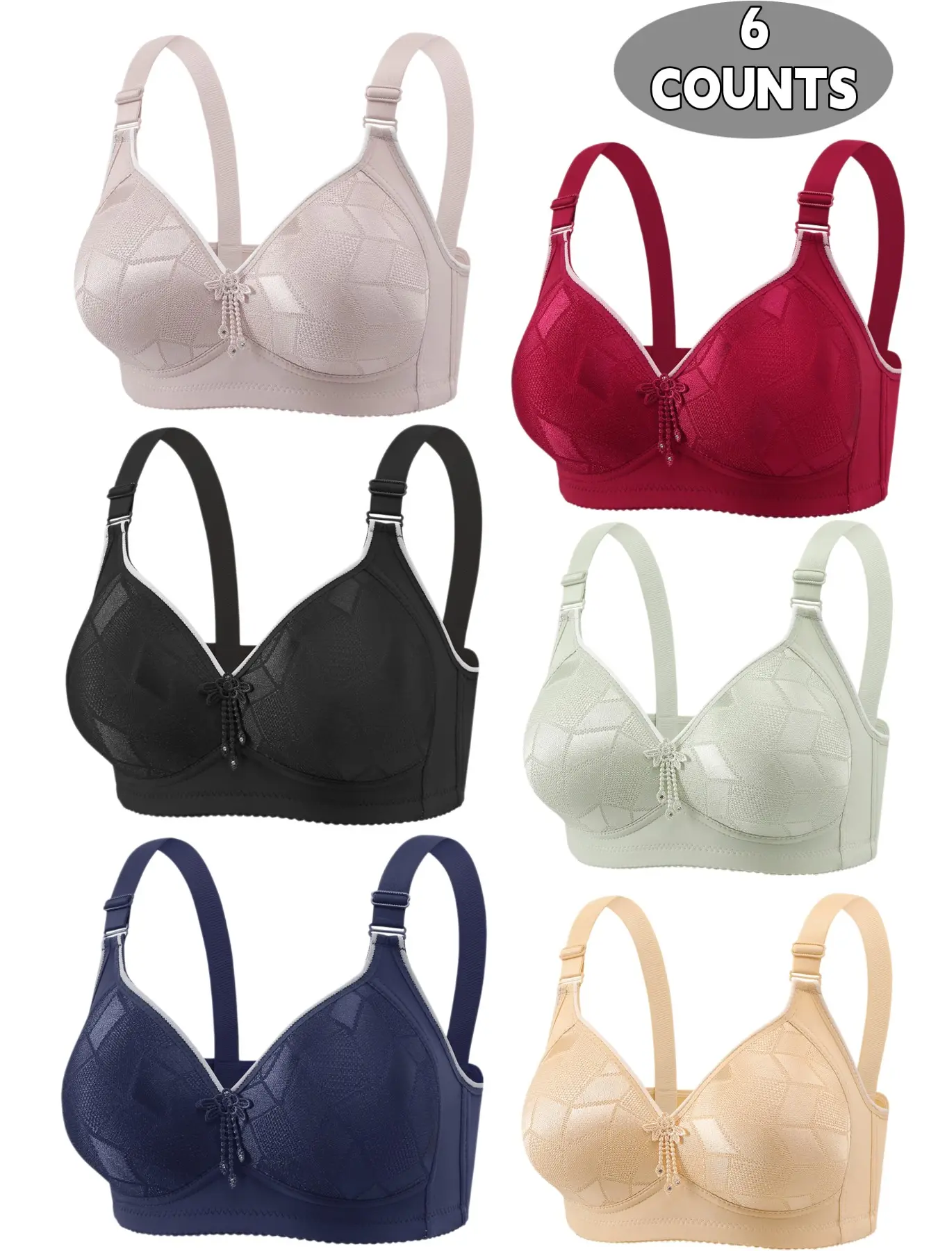 Women's Solid Wireless Adjustable Strap Push Up Bra, Soft Comfortable Breathable Bra, Women's Lingerie for All Seasons