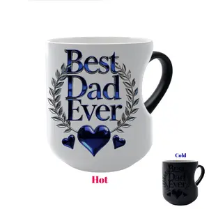 Magic Color Changing Mug, Coffee Mugs, Heart Handle Design, Best Dad Ever, Thermosensitive Ceramic, 11 Oz/330 Ml, Father's Day Gift, I Love You Dad Mug
