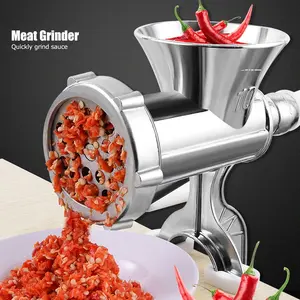Hand Crank Multifunctional Food Grinder, Manual Meat Mincer Sausage Stuffer Noodle Making Tool for Home Kitchen Beef Pork Chili-2656
