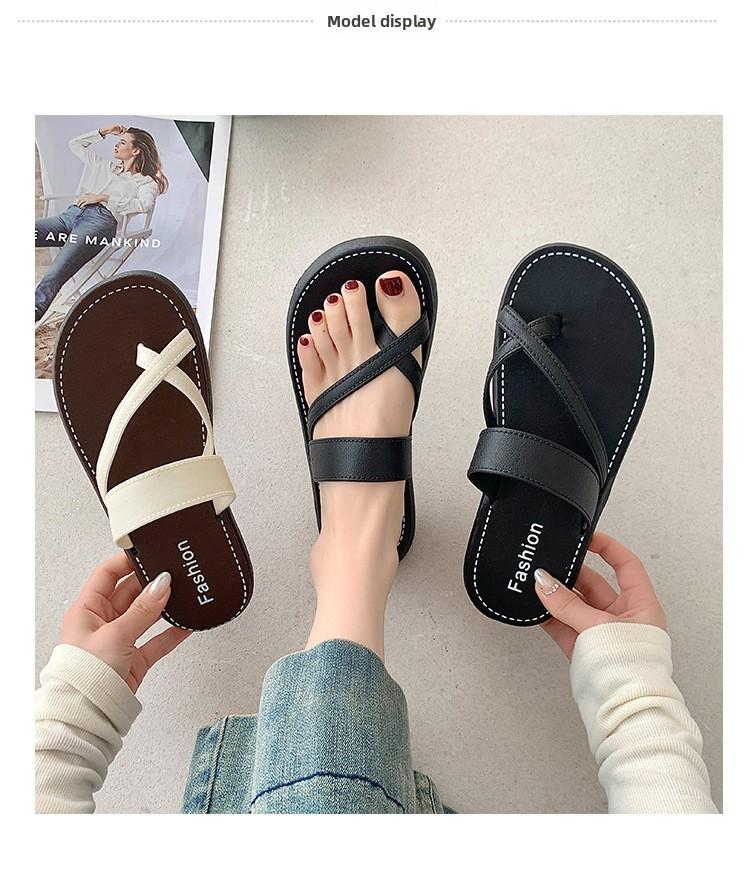 New summer women's slippers, fashionable and versatile, cross-toe slip-on sandals, non-slip, suitable for bathroom, bathing, and outdoor beach wear