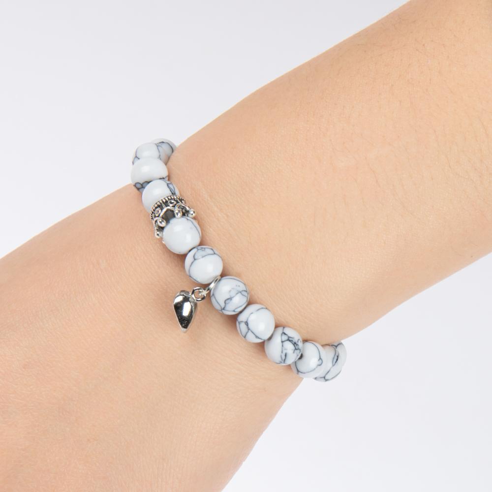 2 Pcs Elegant Couples Magnetic Stone Bracelets, Anniversary Couple Love, Heart Jewelry, Couples Beaded Stretch Bracelets Set, Perfect Valentine's Day Gift Couples Magnetic Couples Beaded bracelet valentine day gift fashion all-match jewelry charm