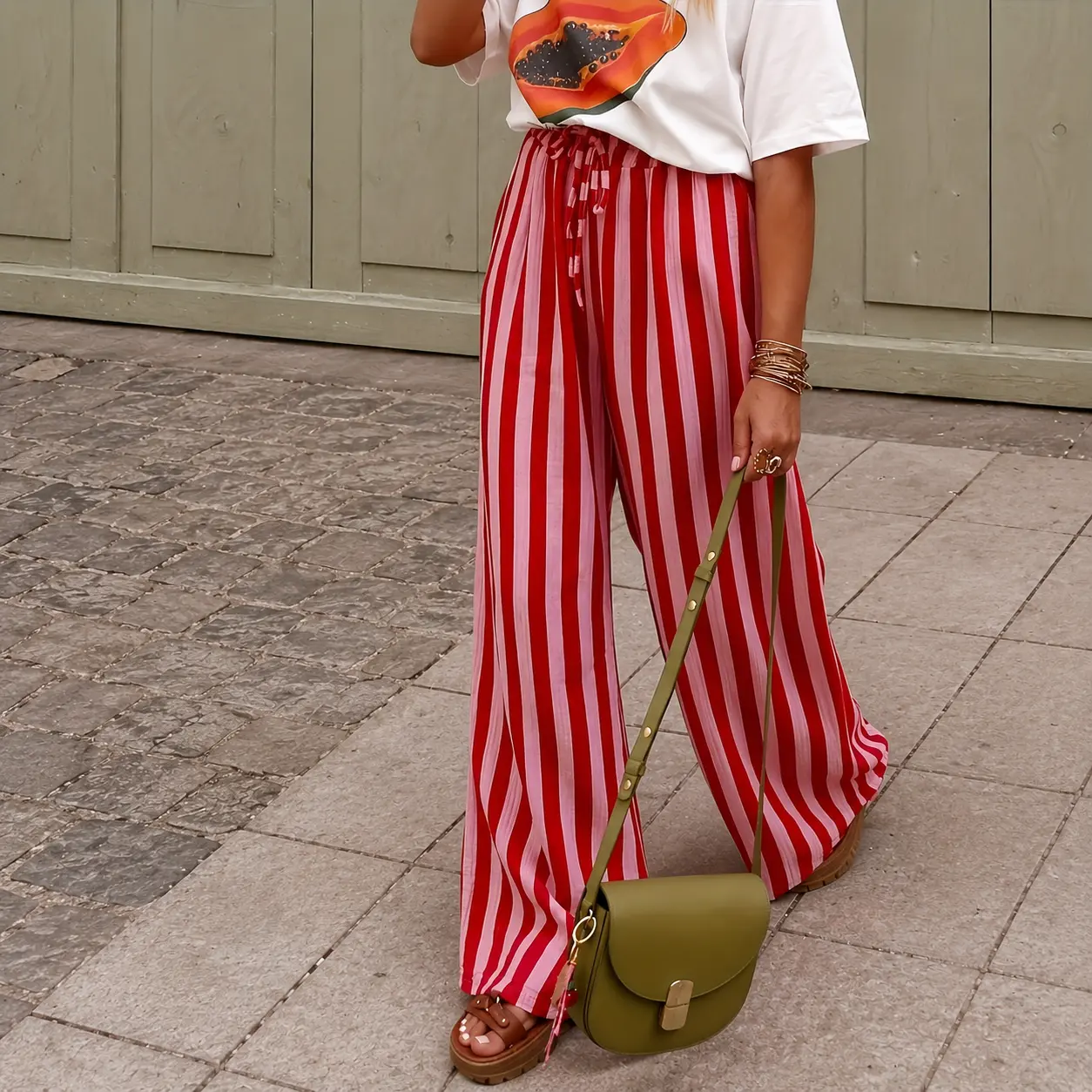 Boho Wide Leg Pants for Women, High Waist Drawstring Casual Pants, Flowy Loose Palazzo Style, Soft Lightweight Pants for Summer Travel, Beach Outfits, Lounge, Daily Wear, Trendy Street Style Vacation Pants, Easy Pull-On Comfort