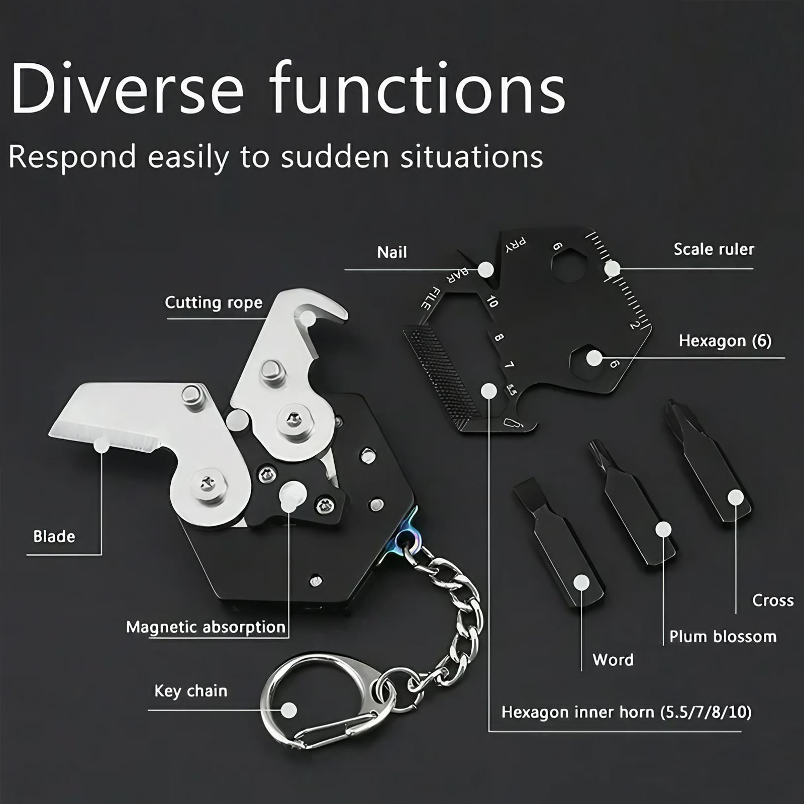 Multifunctional Mini Portable Folding Tool, Hexagonal Detachable Wrench Tool, Small Pocket Keychain, Outdoor Survival Hardware Tool, Portable Hand Tool