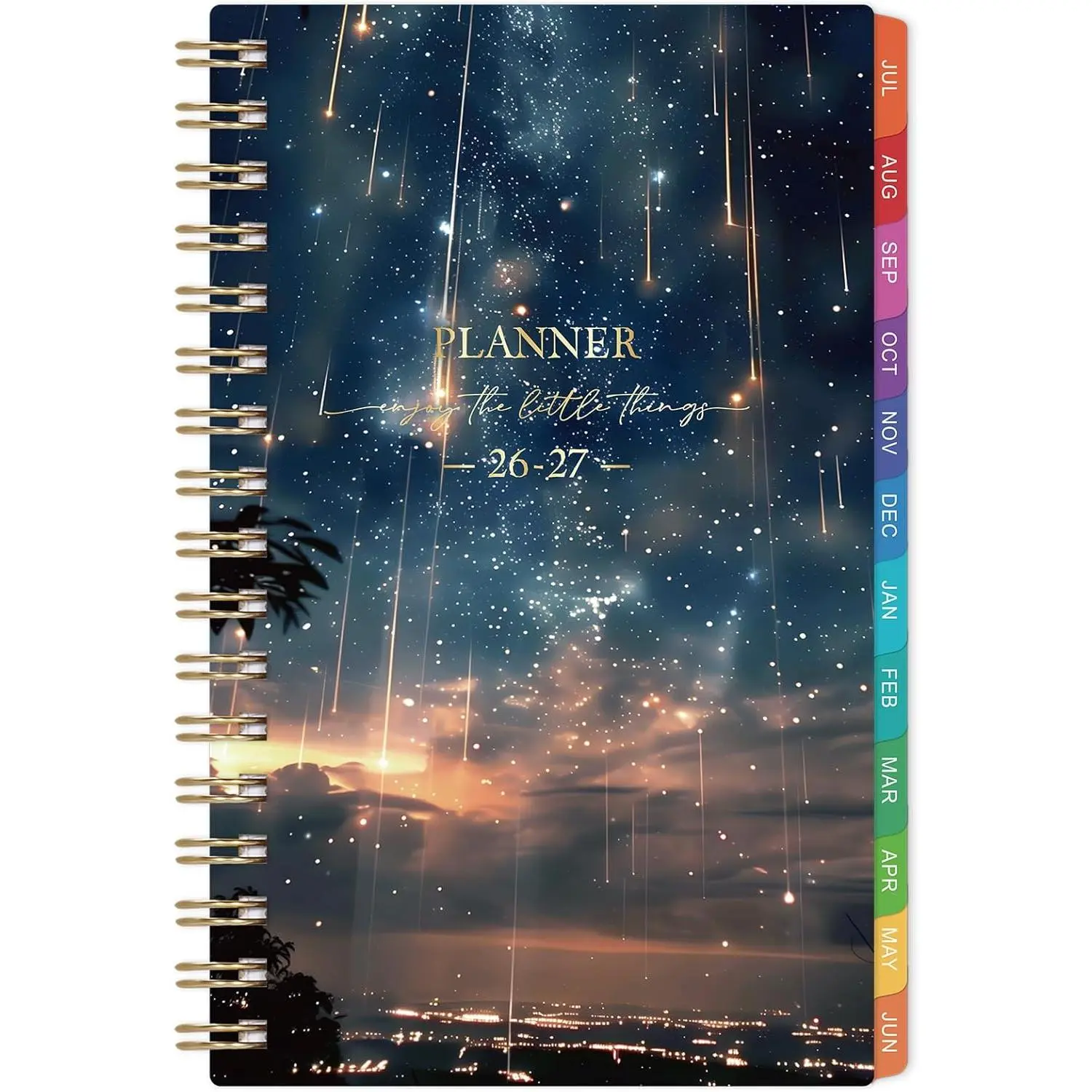 Pocket Calendar 2026-2027 - Pocket Planner 2026-2027, Jul. 2026 - Jun. 2027, 4.1'' x 6.8'', Weekly & Monthly Pocket Planner for Purse, Pocket Planner with 12 Colourful Monthly Tabs,  -wire Binding, Galaxy Cover