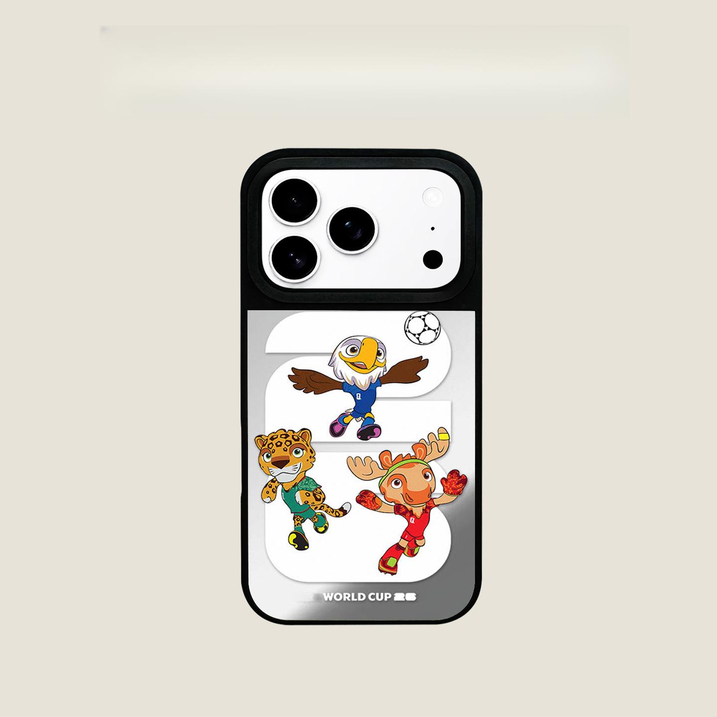 World Cup-themed iPhone 17 Pro Max phone case, magnetic, for Apple 16/15/14, silver frame, soft case