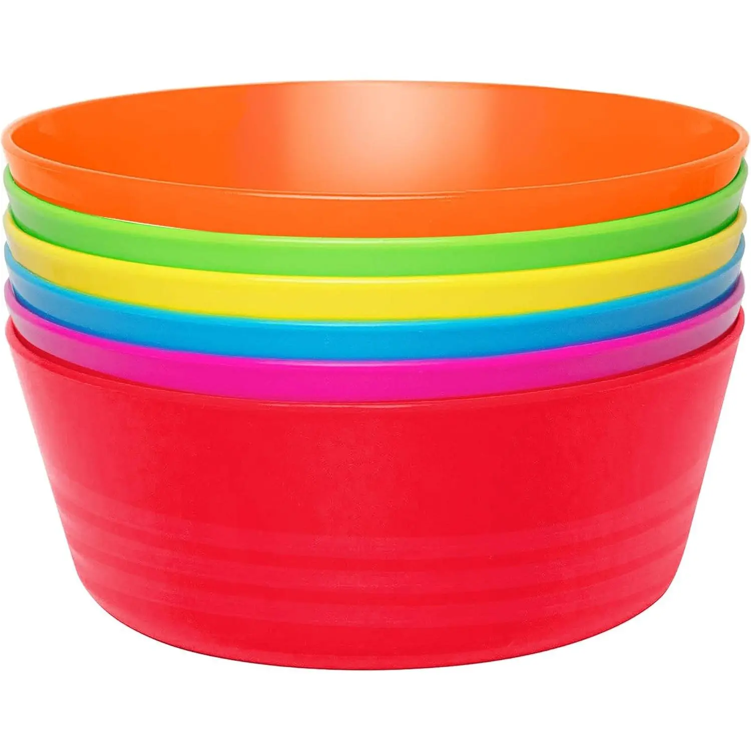 Set of 6 Plastic Toddler Bowls - 10 oz Kids Bowls, Microwave & Dishwasher Safe, BPA-Free, Bright Colors for Cereal, Soup, Snacks, Fruit & Salad(Gift)