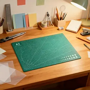 A3 Cutting Mat, PVC Craft Mat with Grid & Non-Slip - Heavy-Duty Green DIY Board for Quilting, Sewing, Scrapbooking, Office (Easy Clean)