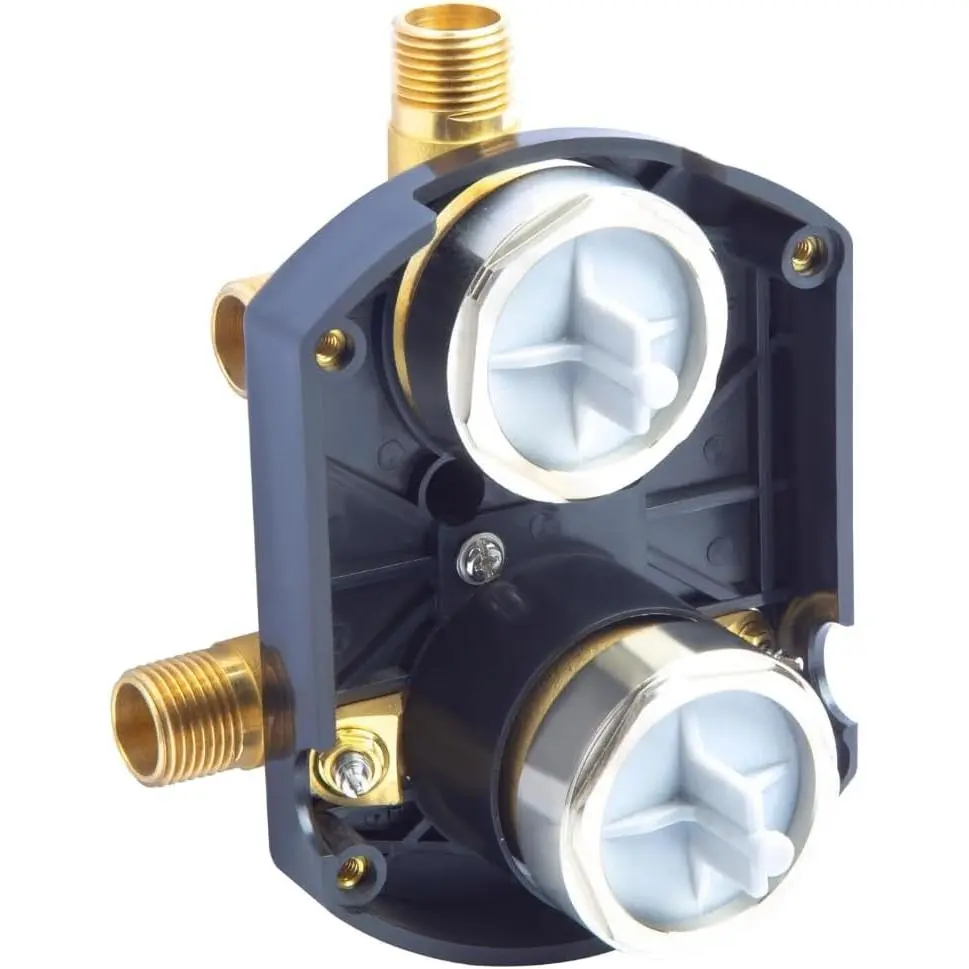 R22000-WS Universal Rough-In Shower Valve with Diverter | Features 3-way or 6-way settings and built-in screwdriver stops. Solid brass body compatible with Major brand trim kits.