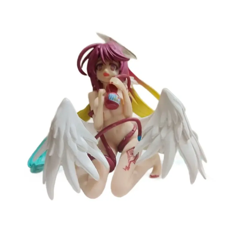 Winged Purple Hair Anime Girl PVC Complete Figure - 2 Styles, White-Dark Feathers, Black-Red Wings, Dark Red-Black Accents, Kneeling Pose Bikini Statue, Hand Paint Coating, Hand-Blushed Facial Details, Anime Fans Collectible Toy (Ages 12+), Unisex