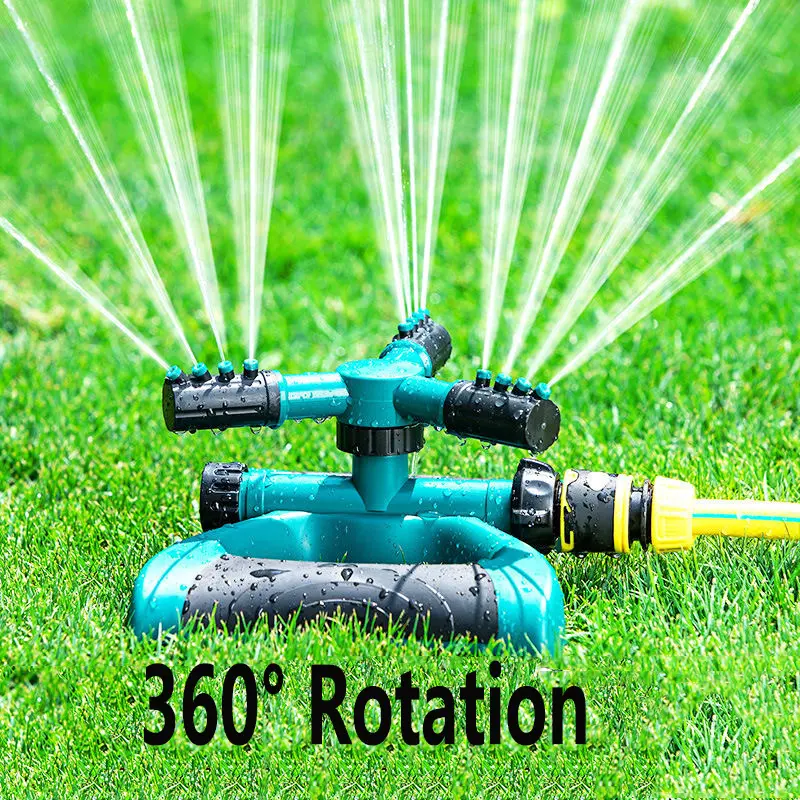 360° Rotating Lawn Sprinkler, 3-Arm Automatic Garden Water Sprinkler with Stable Base, Wide Coverage Irrigation System for Yard, Lawn, Garden and Kids Summer Water Play