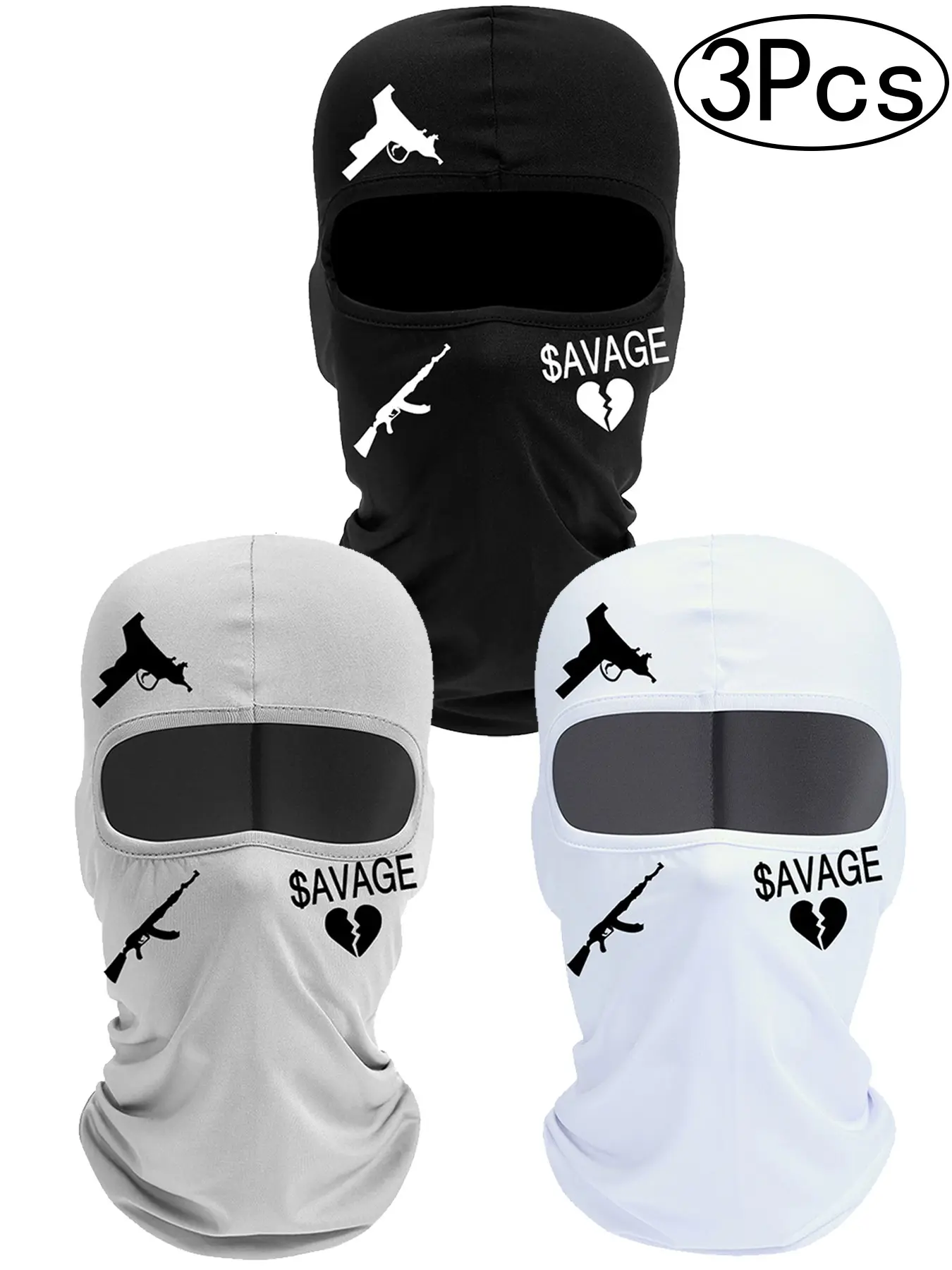 3 Pcs Single Hole  Cycling Head Cover Lightweight Ski Mask Exquisite Printed fabric Black Classic Ski Mask Balaclava