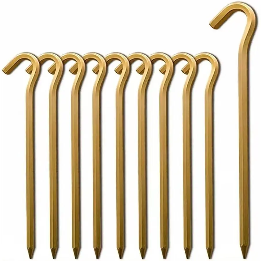 10 Pack   Tent Stakes -7" Tent Pegs Garden Stakes, Metal Stakes, Camping Peg for Pitching Camping, Camping, Outdoor Decoration