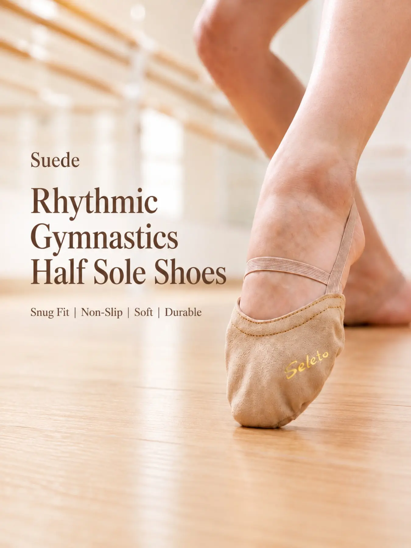 Skin Tone Suede Velvet Half-Calf Socks, Anti-Slip Artistic Gymnastics Socks, Breathable and Soft, Ideal for Performance and Comfort