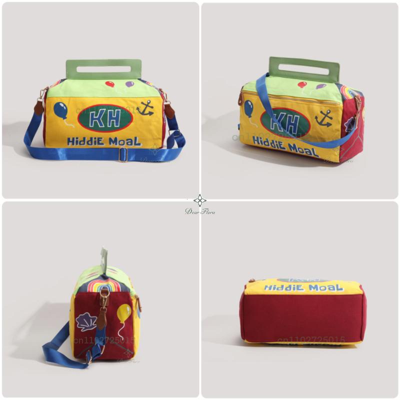 Y2K Cartoon Shoulder Bag Anime Underarm Funny Crossbody Tote Bag Cute Canvas Messenger Zip Handbag Kawaii Travel Bag Storage Bag