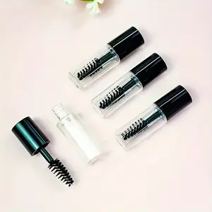 [Mini Travel Mascara Bottles] Set of 2 Mini Travel Mascara Dispensing Bottles with Brushes - Leak-Proof Portable Cosmetic Containers, Suitable for Mascara, Liquid Foundation, Serums, Etc., Featuring a Transparent Glass Design, Perfect for Travel Essential