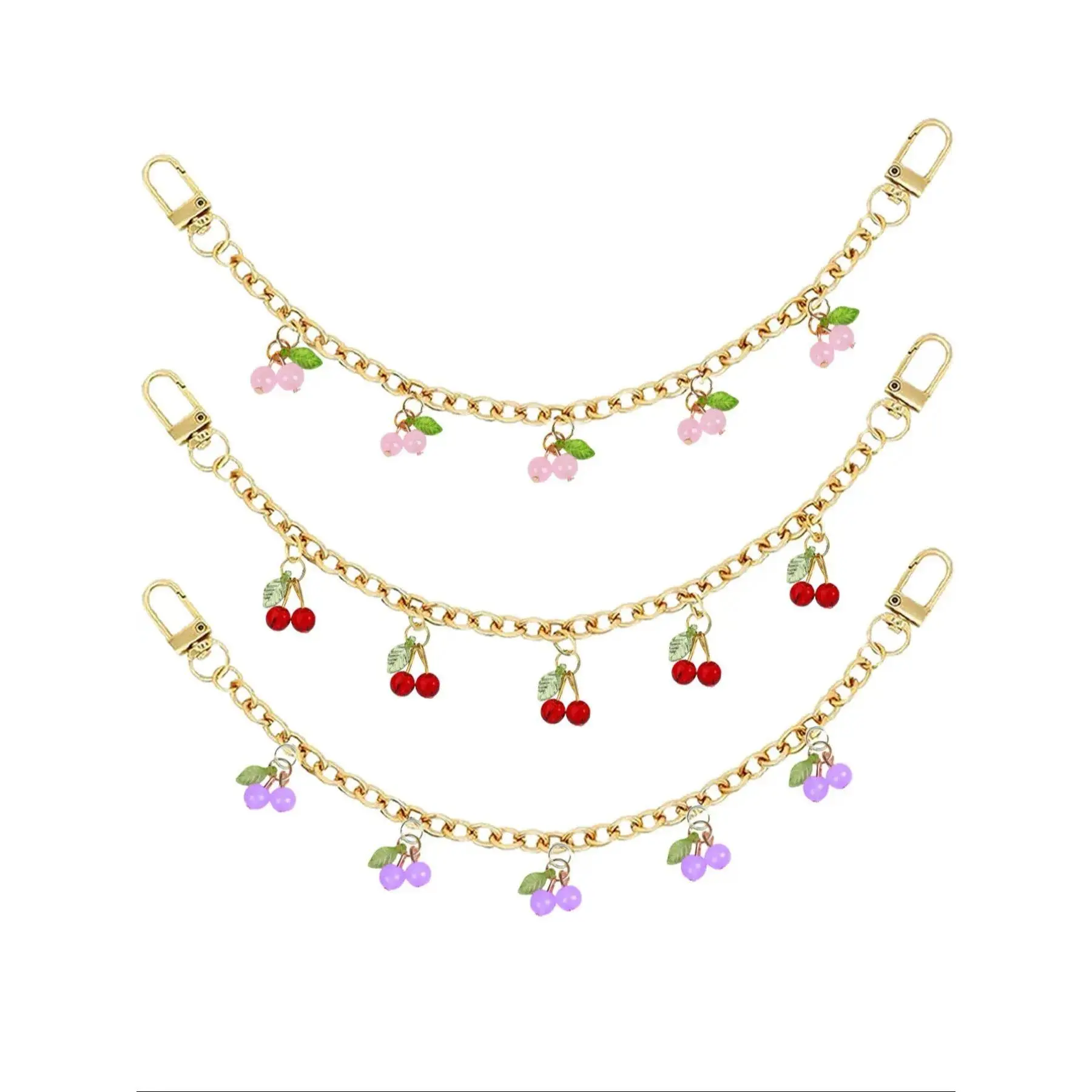 Cherry Purse Charm Chain, Cute Coquette Y2K Bag Charm, Cherrycore Handbag Accessory, Zinc Alloy Bag Jewelry, Stylish Strap Extender for Tote, Shoulder Bag, Crossbody, Travel & Birthday Gift
