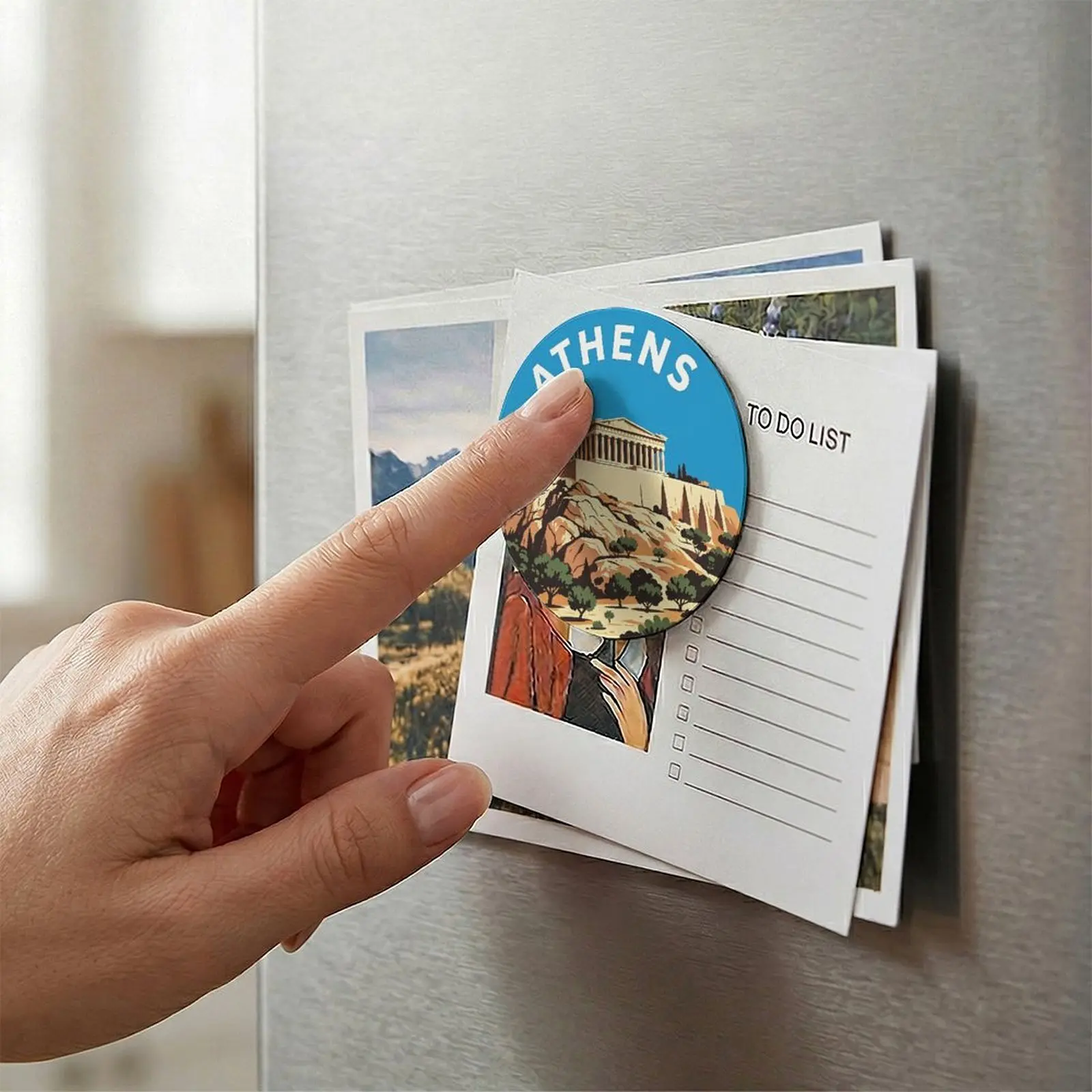 3in Soft Magnetic Refrigerator Magnet, Athens Acropolis Vintage Travel Art Fridge Magnet, Greece Souvenir Gift for Travel Lovers, European Landmark Art Fridge Magnet for Home Kitchen Decor