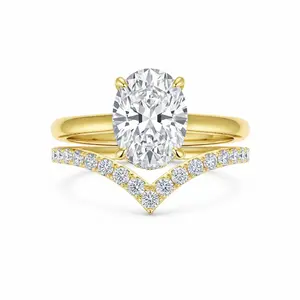 Oval Zircon Ring Set for Women, Copper, High-End, Light Luxury Design, Stackable Ring C30112-JZ