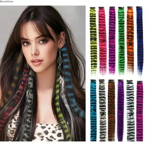 12 Colors Leopard & Tiger Stripe Clip In Hair Extensions, 18/22 Inch Long Synthetic Hidden Streak Hair Pieces, Fake Ear Dye Decor Strands, Trendy Y2K Hair Accessories for Women, Perfect For Festival Parties, Daily Styling & Bold Eye-Catching Hairstyles