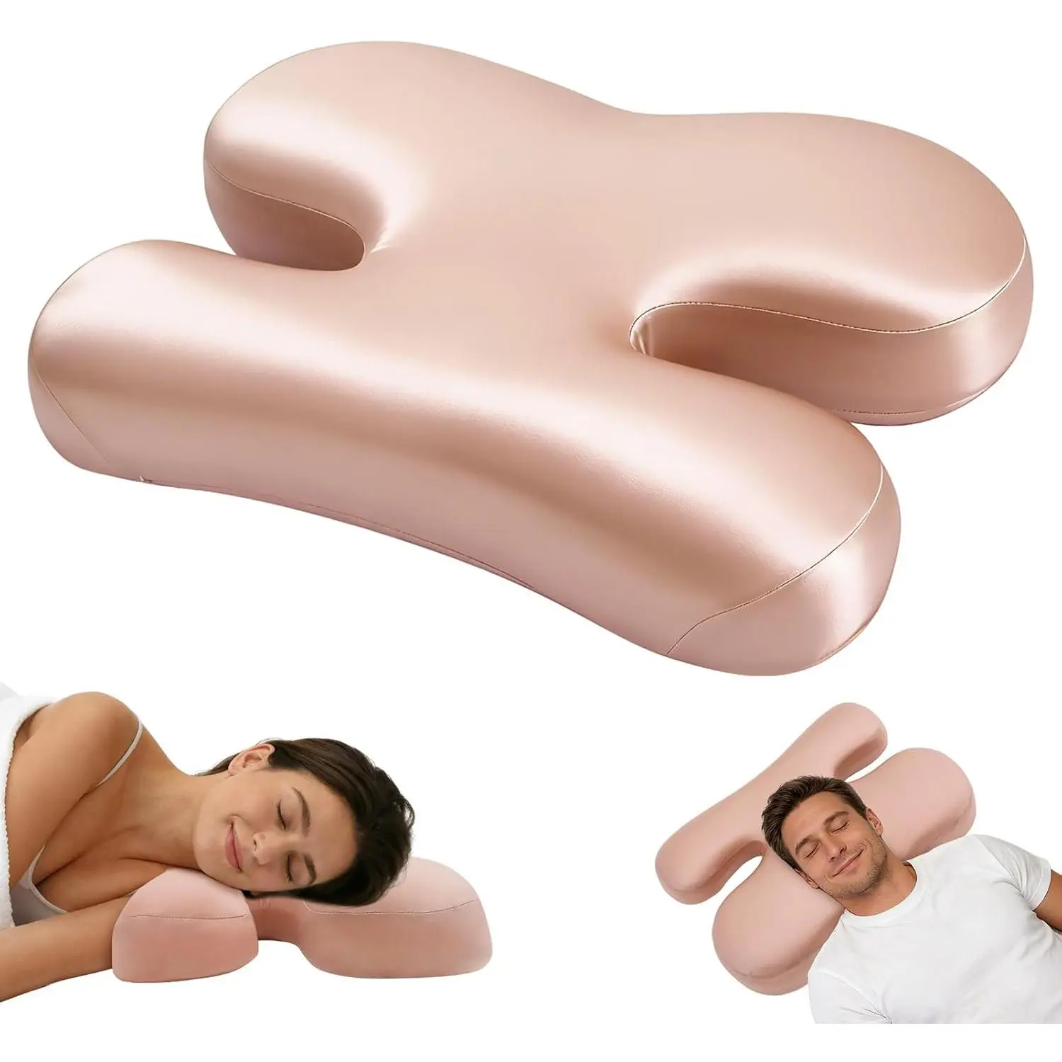Anti Wrinkle Pillow for Side Sleepers, Beauty Pillow| Anti-Aging Pillow for Nightly Beauty Sleep, Cooling Cover, Ergonomic Face, Helps Relieve Facial Pressure, Pink