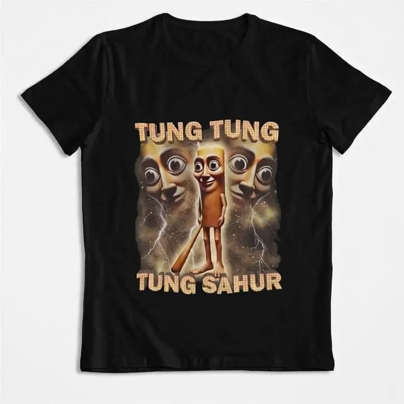 Tung Tung Tung Sahur Ultra Funny Italian Meme T-Shirt Cotton Trending Tee Viral Brainrot Humor T-shirt Graphic Tees Unisex T-shirt Animal Top Breathable, Meme Shirt, Trendy T-shirt