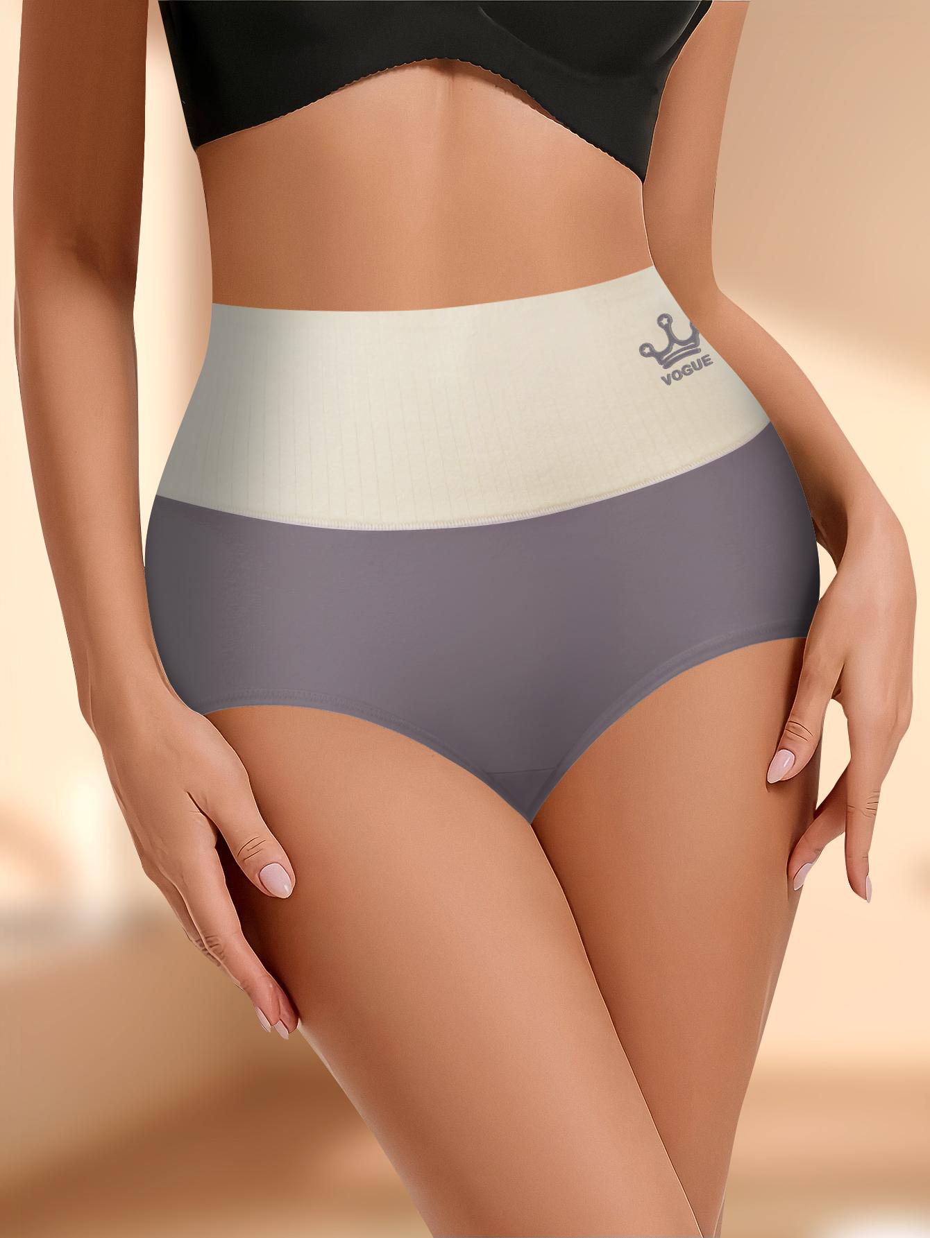 QUASTI 7-Piece High Waisted Cotton Women's Underwear, Featuring Color Blocking Design, Daily Comfortable Skin Friendly Underwear, High Elasticity Anti Rolling And Hip Lifting Women's Underwear, Cute, Elegant & Fashionable Underwear, Minimalism, S-XXL