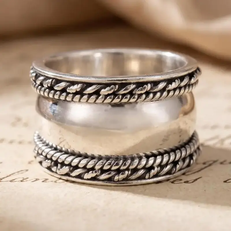 Vintage Style Braided Design Ring, Stackable Rings, Fashionable Jewelry, Fashion Accessories for Women & Girls, Simple Jewelry for Party, Daily Clothing Decor, Trendy All-match & Exquisite Jewelry for Birthday Gift