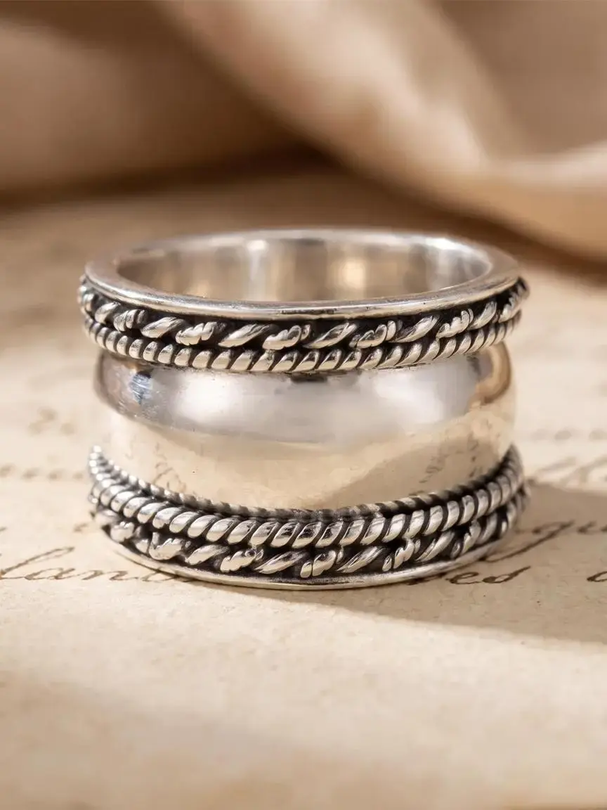 Vintage Style Braided Design Ring, Stackable Rings, Fashionable Jewelry, Fashion Accessories for Women & Girls, Simple Jewelry for Party, Daily Clothing Decor, Trendy All-match & Exquisite Jewelry for Birthday Gift