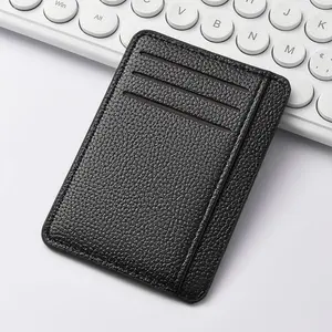 Men's Ultra-Thin Minimalist Front Pocket Wallet - RFID Blocking Pebbled Synthetic Leather Credit Card Holder, Portable Business Daily Carry Purse for Work