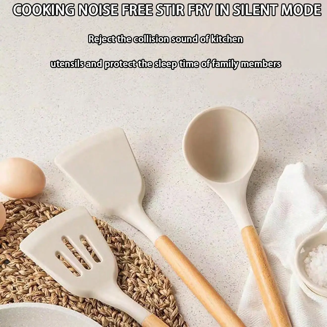 Chinese Wooden Handle Silicone Spatula Set, Aesthetic Non-Stick Cooking Utensils, Kitchen Tools, Outdoor Use, Home Kitchen Essentials